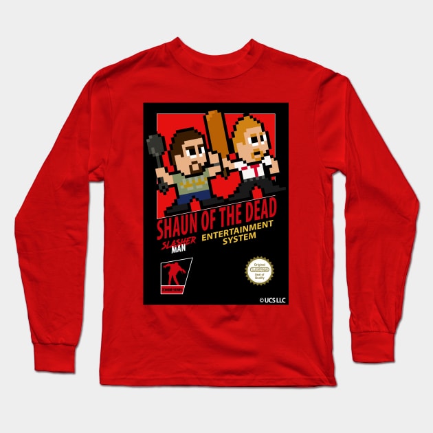 Shaun of the Dead retro 8-bit gaming Long Sleeve T-Shirt by WithoutYourHead